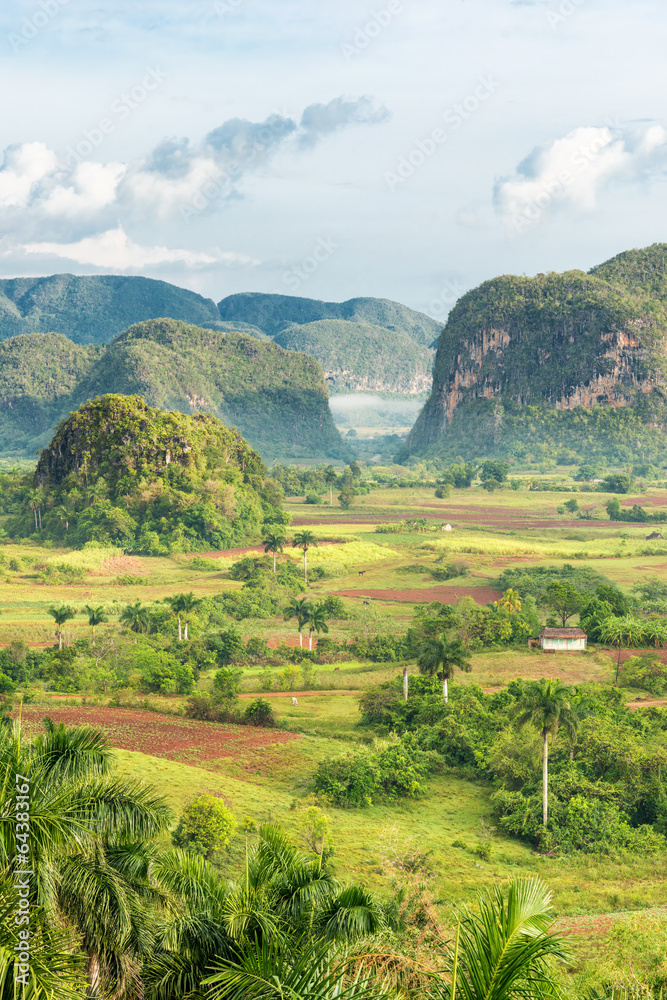 View of the Vinales Valley in Cuba on the early morning