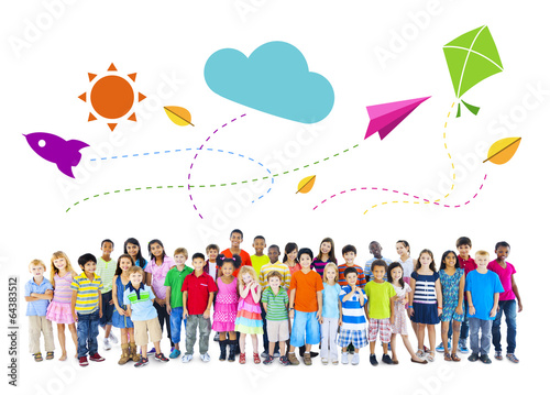 Large Group of Multiethnic Children Activitie