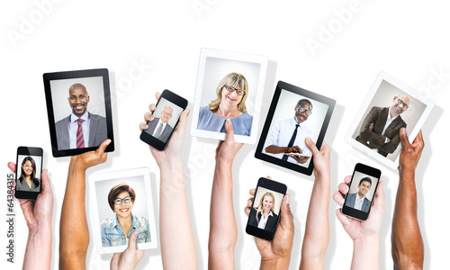 Hands Holding Digital Devices with Business People