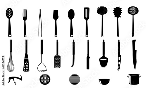 Kitchenware icon set isolated on white