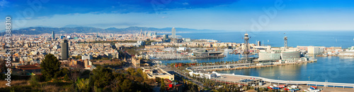 Panoramic view of Barcelona with Port #64388310
