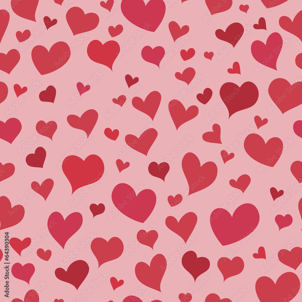 Love red heart seamless background bright pattern