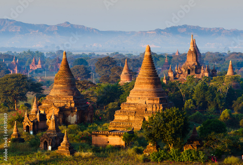 Temples of bagan at sunrise, Bagan, Myanmar