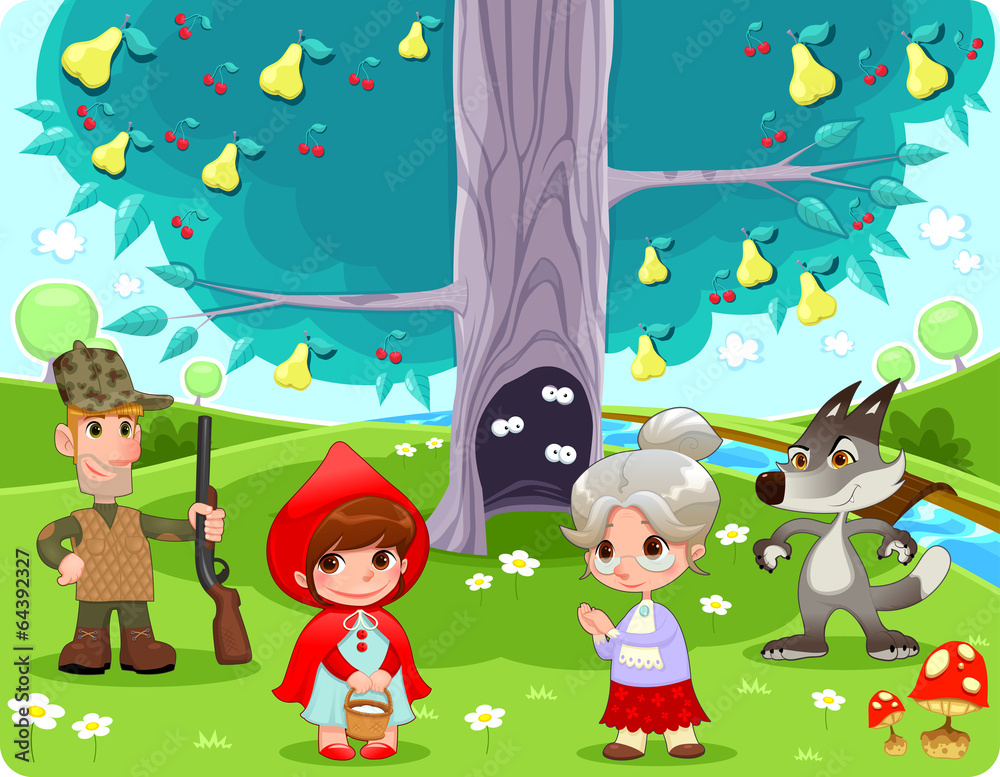 Obraz premium Little Red Hiding Hood scene.
