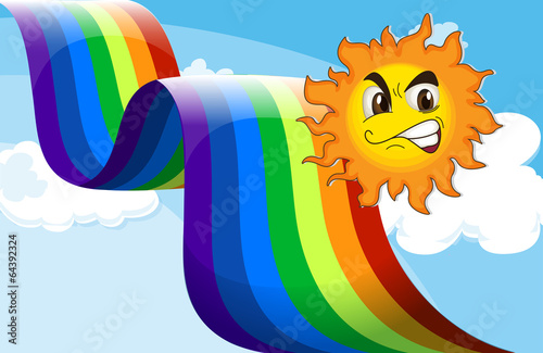 A smiling sun near the rainbow