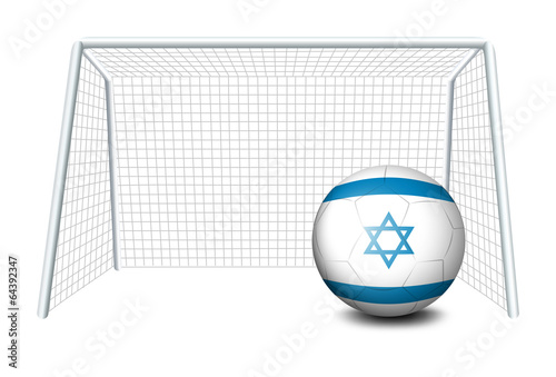 A ball near the net with the flag of Israel