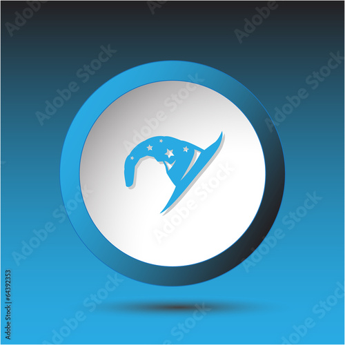 Astrologer's hat. Plastic button. Vector illustration.