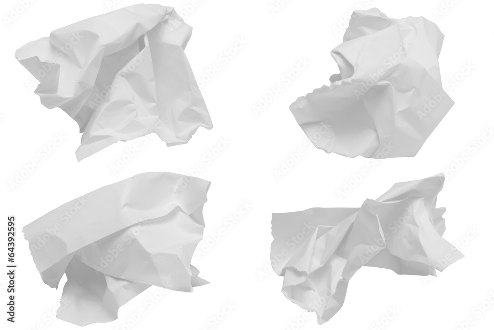 crumpled paper set on white background crumpled paper set on white background