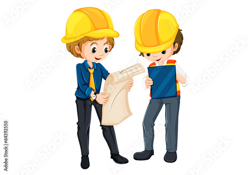 Two engineers planning