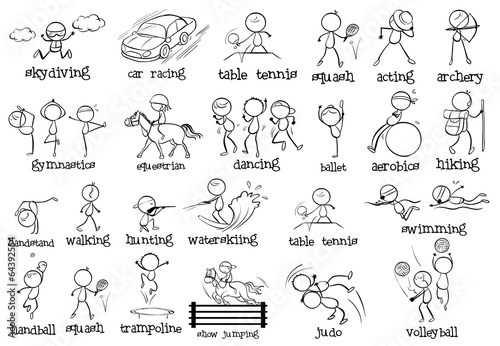 Different indoor and outdoor sports