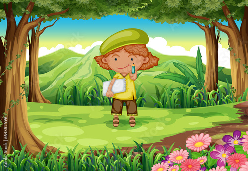 A pupil in the middle of the forest