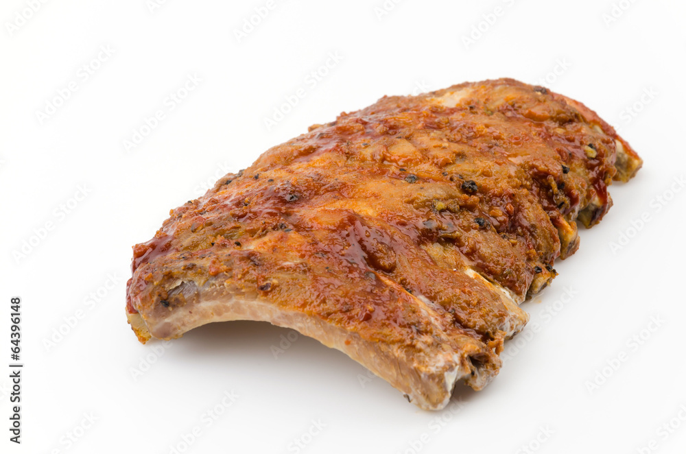 Ribs bbq pork isolated white background Ribs bbq pork isolated white background