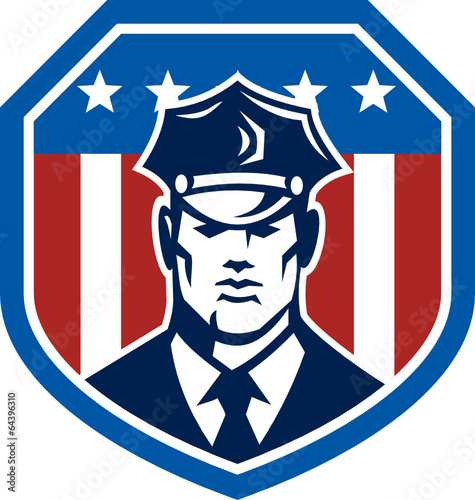 American Security Guard Flag Shield Retro