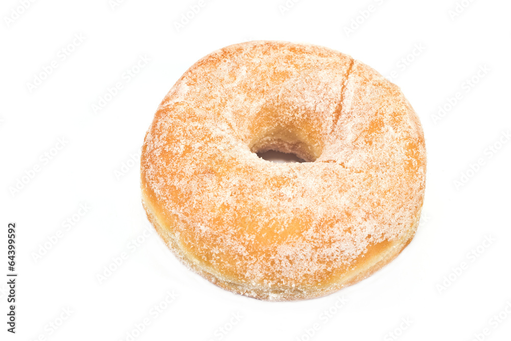 Donut powdered with suger isolated on white