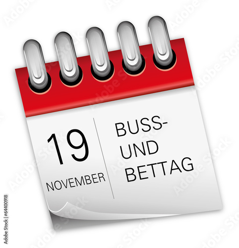 Kalender rot 19 November Buß- und Bettag photo