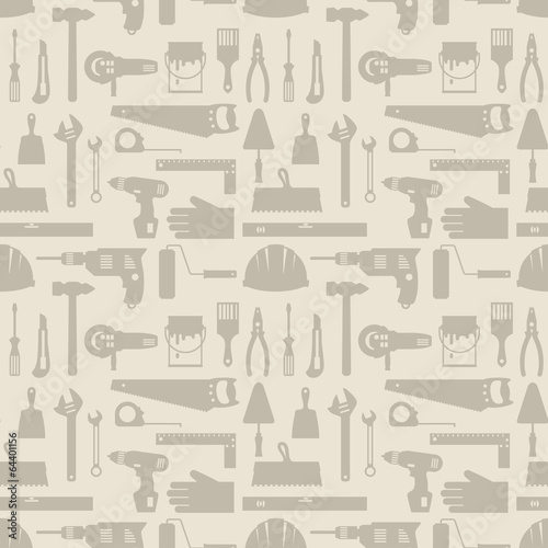 Seamless pattern with repair working tools icons.