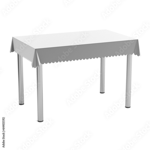 realistic 3d render of table with tablecloth