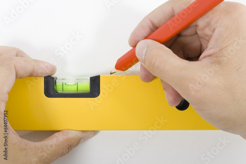 Horizontal leveling / Measurement of a spirit level.