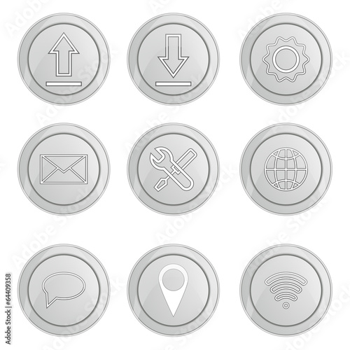 Basic silver internet icons set