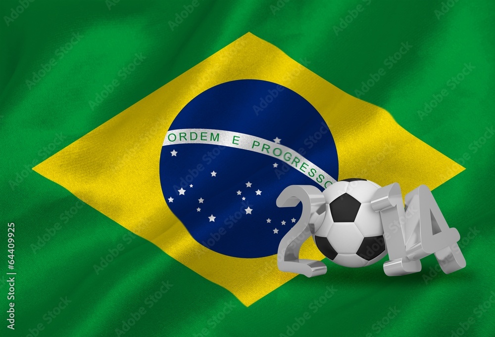 Fototapeta premium World cup 2014 with brasil flag