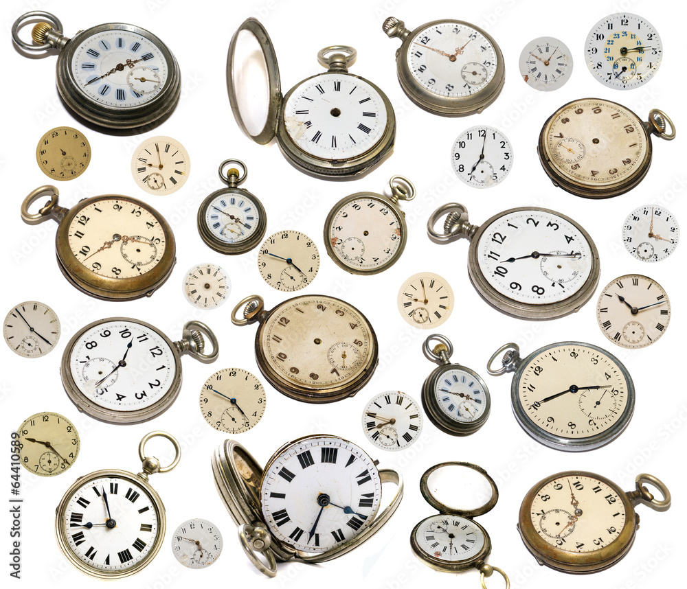 alte antike Uhren, Zifferblätter, Tachenuhren Stock-Foto | Adobe Stock