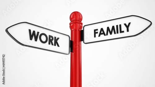 work or family directional signpost