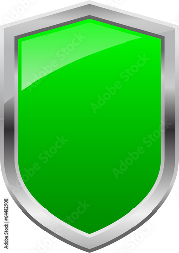 Free Download Glossy Shiny Shield Green with Silver Border Vector Drawing - GFXLoad