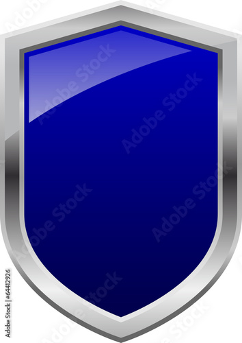 Free Download Glossy Shiny Shield Blue with Silver Border Vector Drawing - GFXLoad