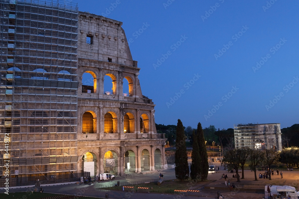 Particular view of the Colosseum in the process of restoration.