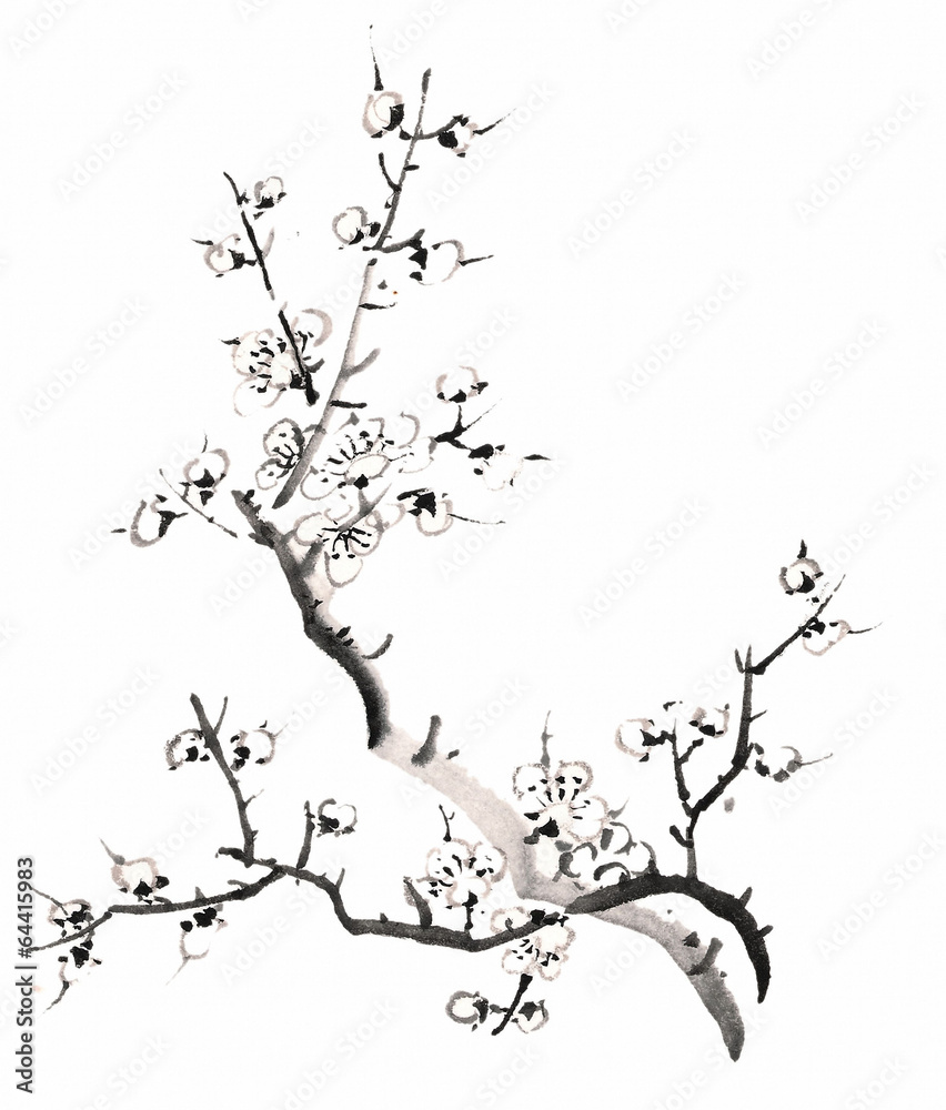 사군자 수묵화 Stock Illustration | Adobe Stock