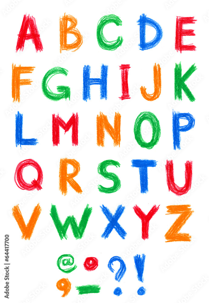 Alphabet pastel on white Alphabet pastel on white
