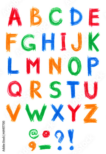 Alphabet pastel on white