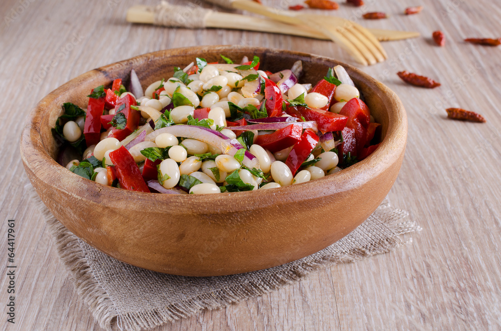 bean salad and various vegetables bean salad and various vegetables