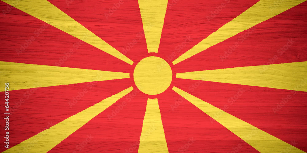 Macedonia flag on wood texture Macedonia flag on wood texture