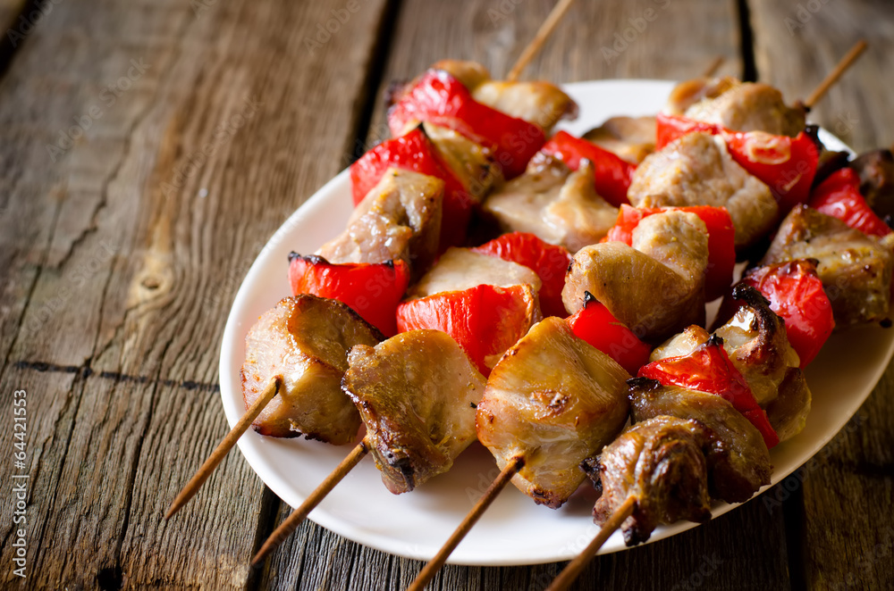 kebab with red pepper kebab with red pepper