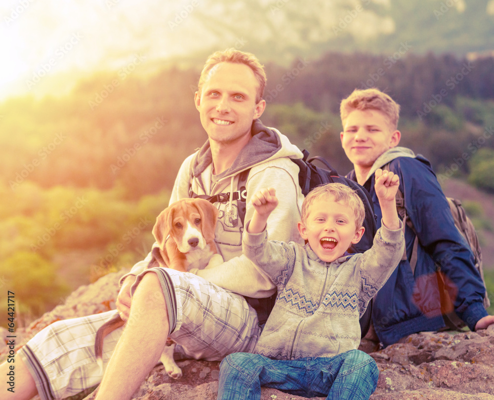 Fototapeta premium Happy family outdoor portrait