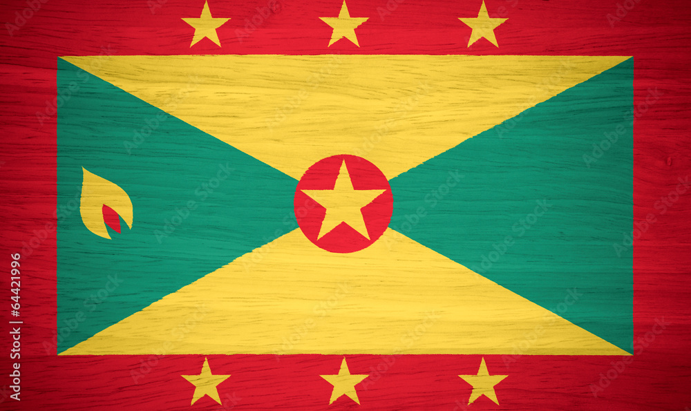 Fototapeta premium Grenada flag on wood texture