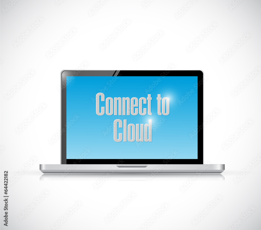 connect to cloud laptop message illustration connect to cloud laptop message illustration