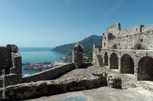 Quadro su tela Salerno - Castello Arechi e Costiera Amalfitana