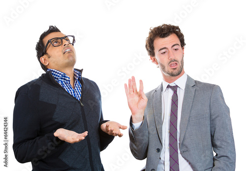 Frustration. Two men having argument. Professional relationship