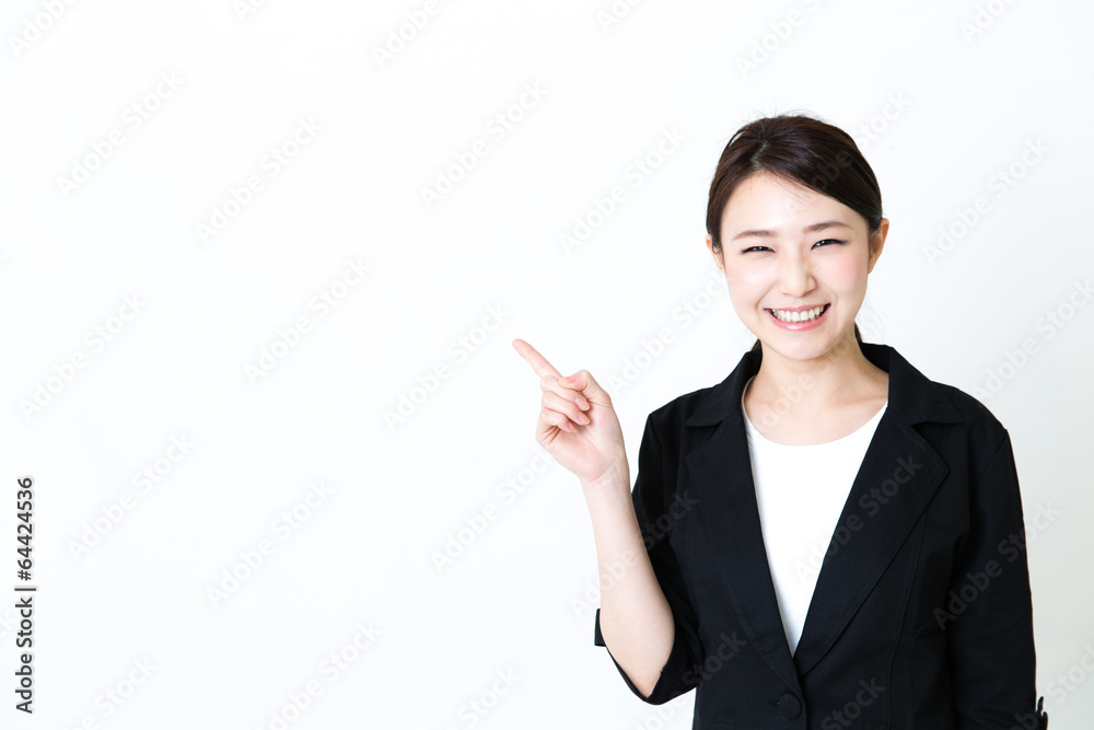 asian businesswoman showing on white background asian businesswoman showing on white background