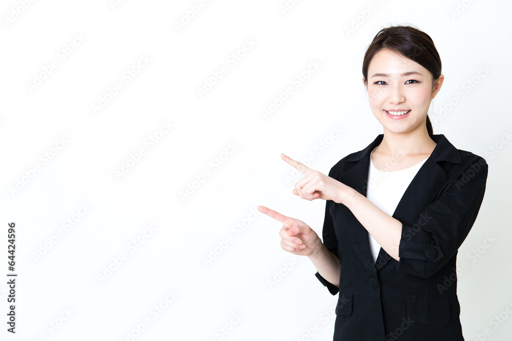 asian businesswoman showing on white background asian businesswoman showing on white background