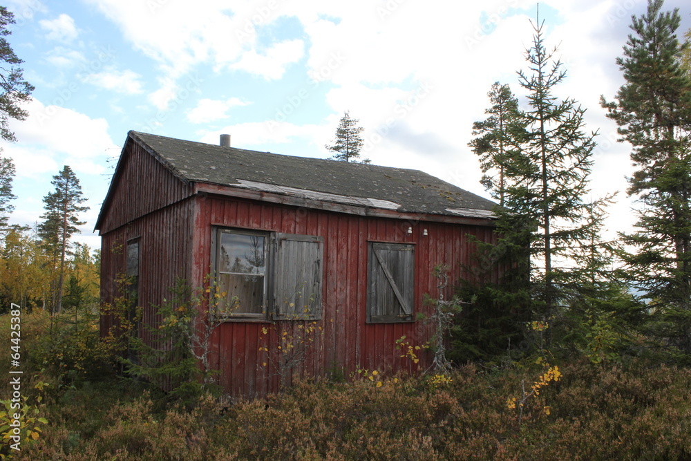 Abandoned cabin on top of a Swedish mountain in Varmland