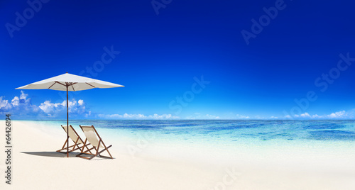Картината върху платно Deck Chair on the Trapical Beach