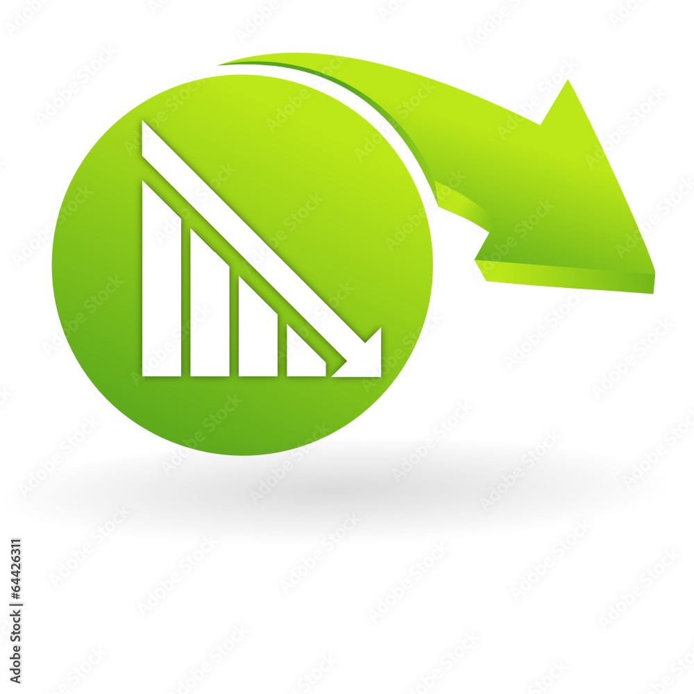 baisse sur web symbole vert
