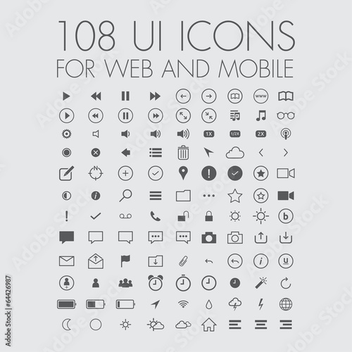 108 icons for web and mobile