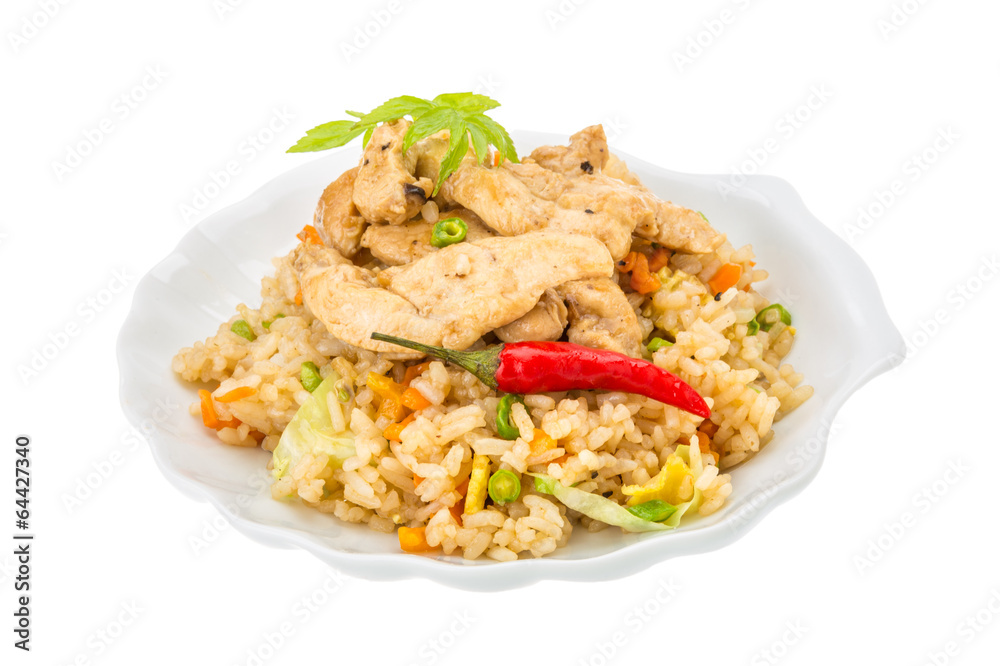 Fried rice with chicken Fried rice with chicken