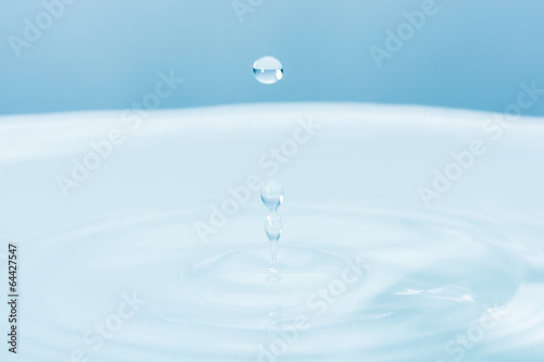 Water drop falling into water