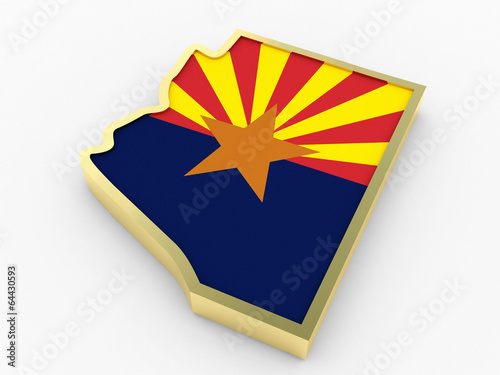 arizona flag and 3d map