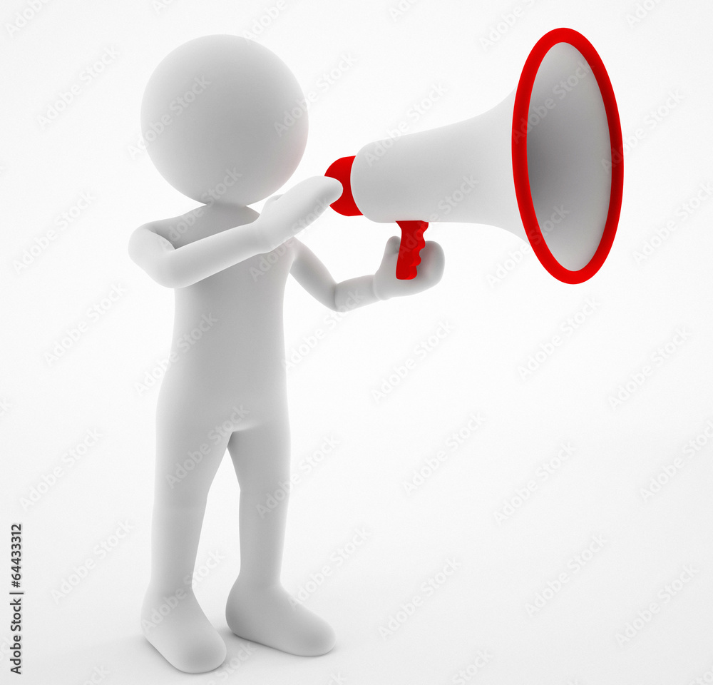 3d little human character with a Megaphone 3d little human character with a Megaphone